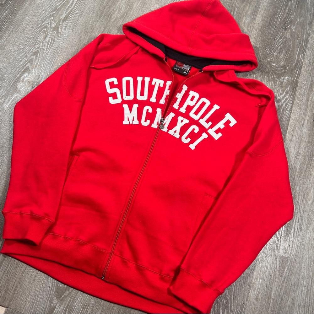 Vintage Y2K Southpole Adult XL Red Hoodie Sweatshirt Men’s Hip-Hop Spellout